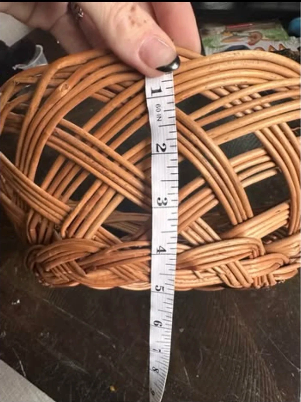 Vintage Polish Woven Rattan Wicker Basket | Small Boho Round Bowl | Handmade